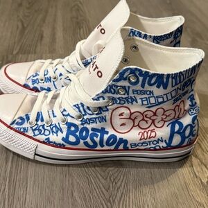 Converse White and Blue High-Top Sneakers